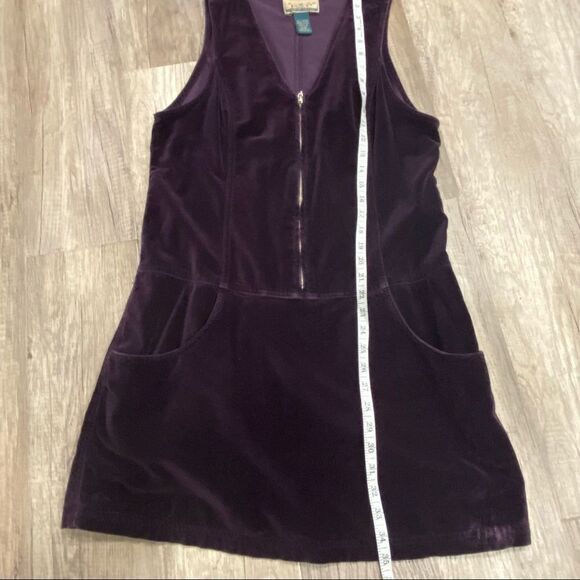 Vintage 90s Express Purple Velvet Romper Mini Dress Medium Zipper 100% Cotton - Picture 11 of 14